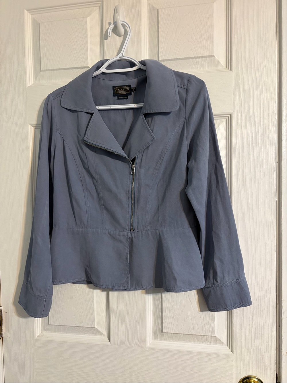 Pendleton Women's Dusty Blue Zip-Front Blazer Jacket Petite Small